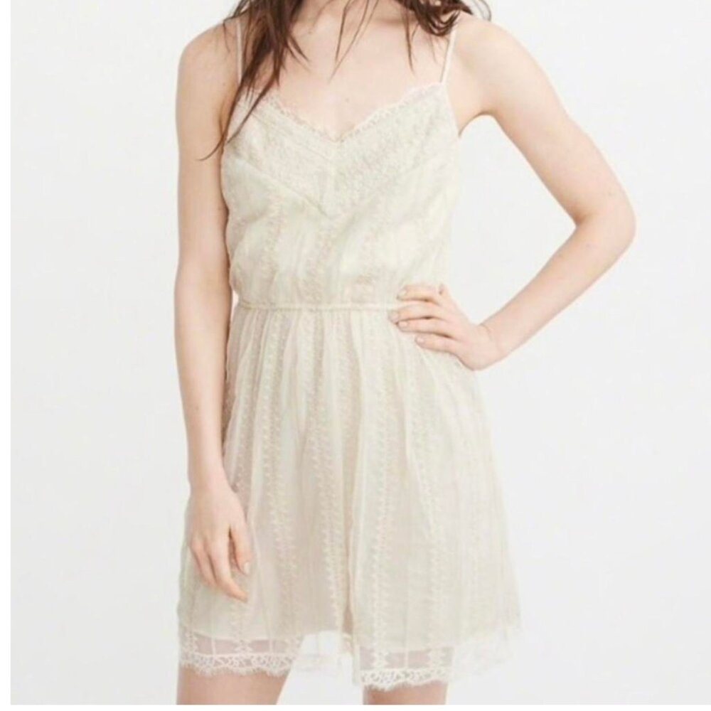 Abercrombie & Fitch White Beaded Mini Dress Women's Size XS